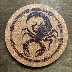 Scorpio Artistic Zodiac Design Laser Engraved Cork Coaster